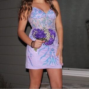 Elegant Purple and Blue Women's Dress